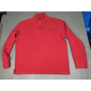 Polo Ralph Lauren Quarter Zip Sweater Mens Large Red Preppy Heavyweight Academia
